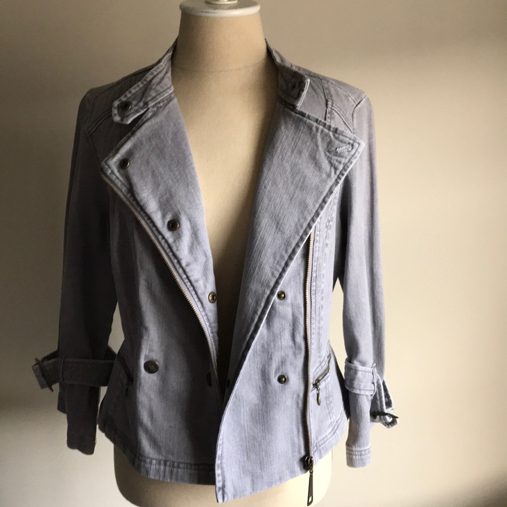 Grey Denim Moto Jacket